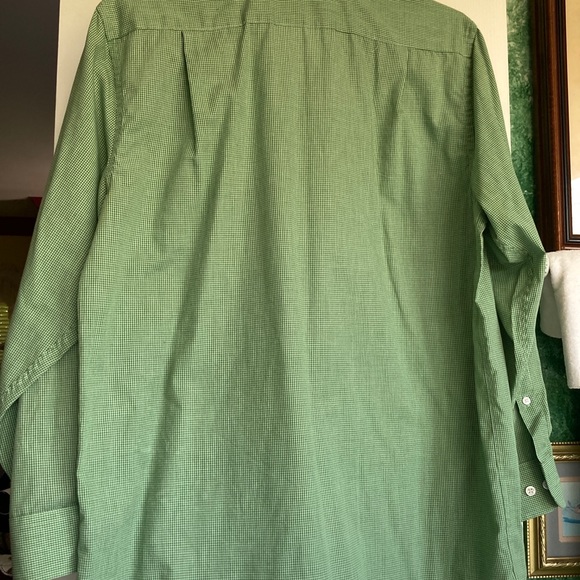 CROFT & BARROW Men’s casual sz. L tiny yel-gr checks on wh. Wrinkle resist   $10 - Picture 3 of 4